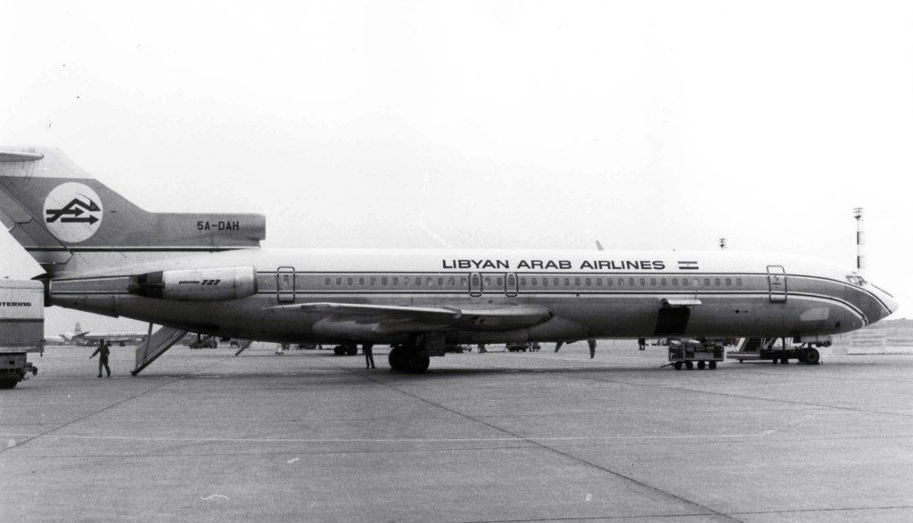 Boeing 727-224, 5A-DAH zestrzelony przez Izraelczyków wykonał pierwszy lot 16 października 1968 roku. Najpierw tradił do Continental Air Lines (jako N1782B), kupiony przez Libyan Arab Airlines 28 grudnia 1970 roku. (fot. Piergiuliano Chesi na licencji Creative Commons Uznanie autorstwa 3.0)